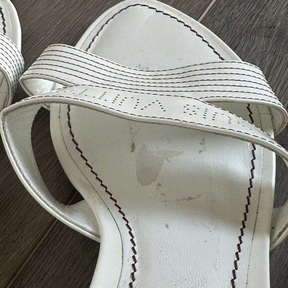 Louis Vuitton Sz 38.5 US 8.5 LV Logo White Patent Leather Slide Sandals Italy - Picture 7 of 11